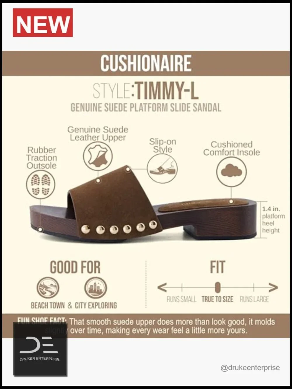 Genuine Suede Slides, Studded Sandals, Cushioned Footbed, Slip On